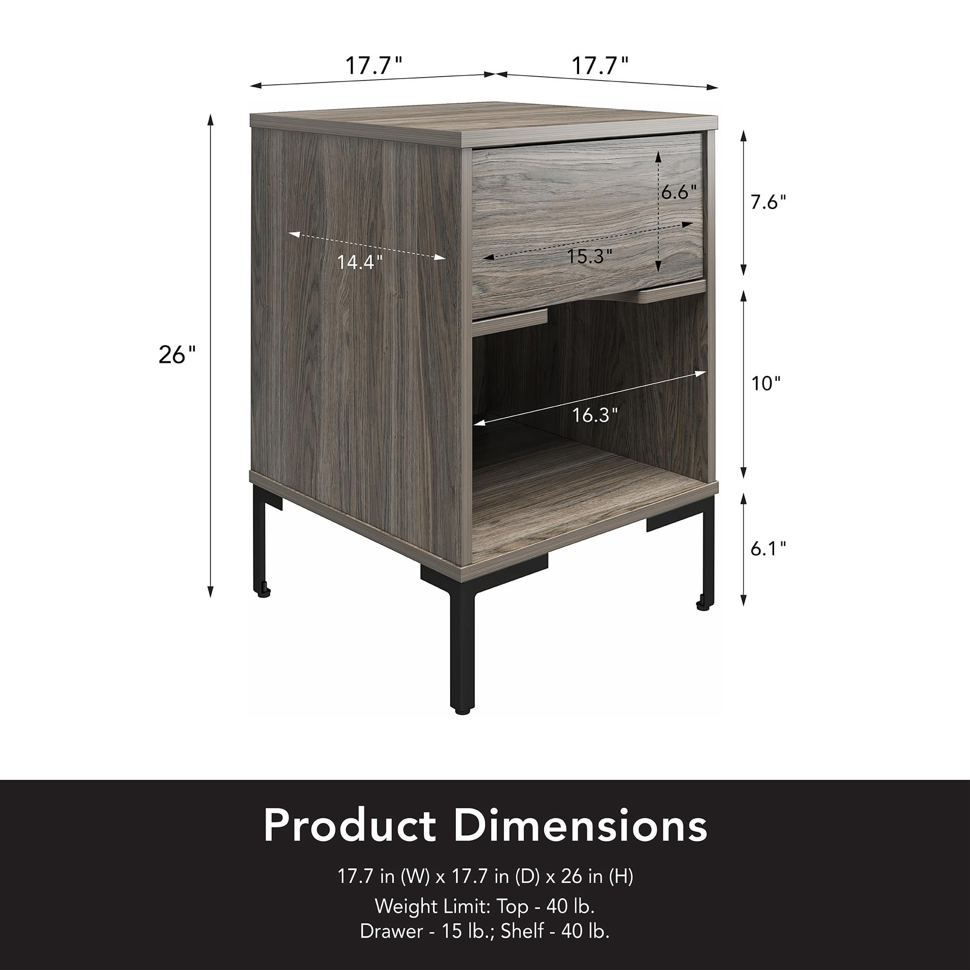 Ameriwood Home Rolland Nightstand, Weathered Oak