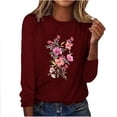 thumbnail image 1 of Blouses pour Femmes Décontractées, Blouses à Manches Longues pour Femmes, Mode Femmes Décontractées Manches Longues Imprimées Col Rond T-Shirt Ample Blouse, Blouses Femmes Manches 3/4, Blouses Manches 3/4 pour Femmes, 1 of 4