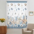 thumbnail image 3 of Beige Starfish Coastal Sheer Curtains 72 Inches Long, Blue Summer Beach Coral Shell Nautical Light Filering Curtains, Breathable Simi Curtain Privacy Drapes for Living Room Bedroom Window Treatment, 3 of 9