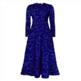thumbnail image 3 of Vestido de Lentejuelas para Mujer, Talla Grande, Larga, Corte A, Acampanado, para Fiesta, Cóctel, Noche, Brillante, Azul Real L, 3 of 7