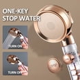 thumbnail image 4 of Turbocharged Shower Head 3 Mode High Pressure Adjustable Filter Spray Nozzle Water Saving Home Shower Head Bathroom Accessories (White Gold), 4 of 7