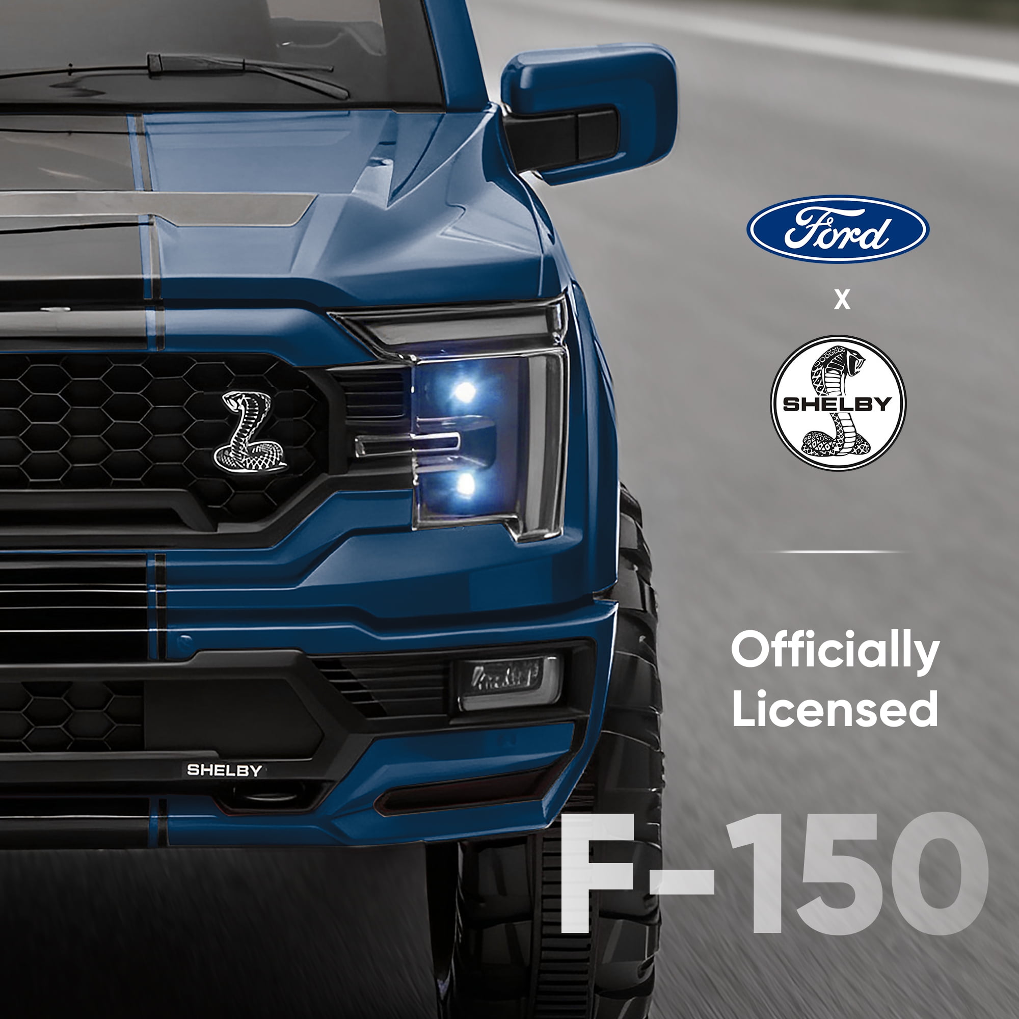 Hikiddo Electric Car for Kids, Licensed Ford-Shelby F-150 12V Ride on Truck Toys for Toddlers w/ Remote, 2-Hour Drive Time - Blue