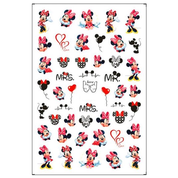 Mr and Mrs So in Love Cute Minnie Mouse Mickey Mouse Heart Xoxo Nail Decals Sticker Salon Quality Nail Art - Bride and Groom - wedding nail stickers