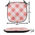 thumbnail image 5 of Coral Chair Seating Cushion, Vintage Style Art Geometrical Mosaic Diagonal Fractal Old Tartan Motif Image Print, Soft Seat Pads for Office with Anti-slip Backing, 16"x16", Coral Cream, by Ambesonne, 5 of 7
