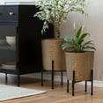 thumbnail image 3 of Saffron Fabs Metal Planters With Stand - Set of 2 Antique Gold, 3 of 5
