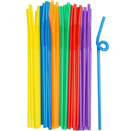 Comfy Package Disposable Flexible Straws Drinking Plastic Bendy Straws, 200-Pack