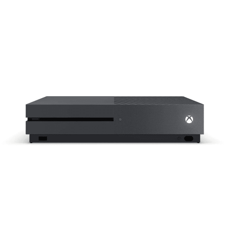 Restored Microsoft Xbox One S Game Console Storm Gray Disc Edition 500GB with Two Retrofam Controllers (Refurbished)