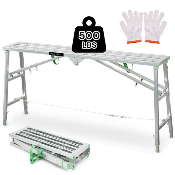 SEKAM 500 LBS Adjustable Aluminum Work Platform, 5 Height Settings, 16.5-inch Wide Step