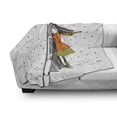thumbnail image 3 of Dog Soft Flannel Fleece Throw Blanket, Young Girlnd Pug Dog Holding Tree in the Snowy Weather Illustration, Cozy Plush for Indoor and Outdoor Use, 50" x 70", White and Black, by Ambesonne, 3 of 6