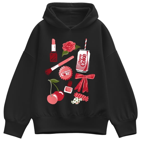 Coca-Cola - Cherry Coke Icon Grid Women's Oversized Fleece Hoodie Sweatshirt