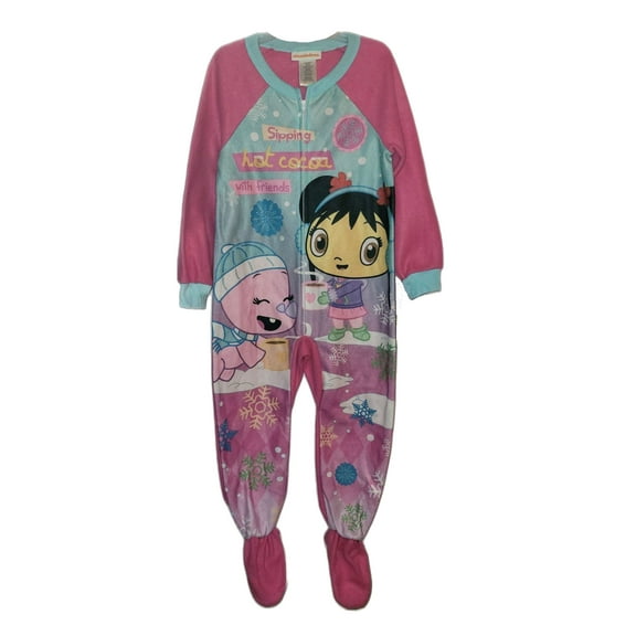Ni Hao, Kai Lan and Lulu Sipping Cocoa Girl's Fleece Pajama Sleeper, Size XS 4/5