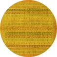 thumbnail image 1 of Ahgly Company Machine Washable Indoor Round Abstract Yellow Modern Area Rugs, 6' Round, 1 of 4