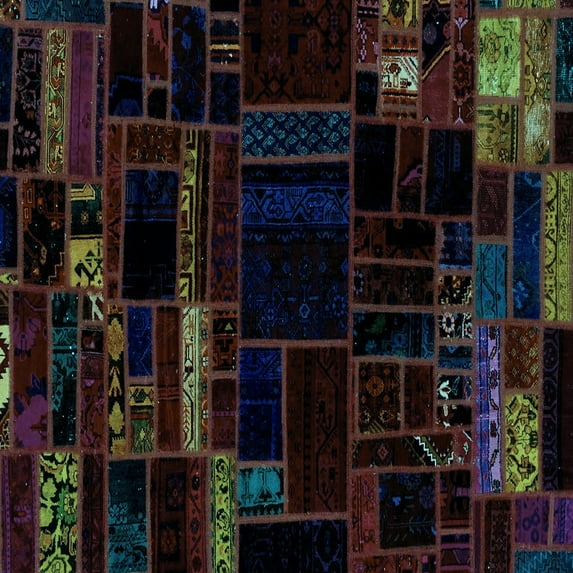 Ahgly Company Indoor Square Patchwork Light Blue Transitional Area Rugs, 8' Square