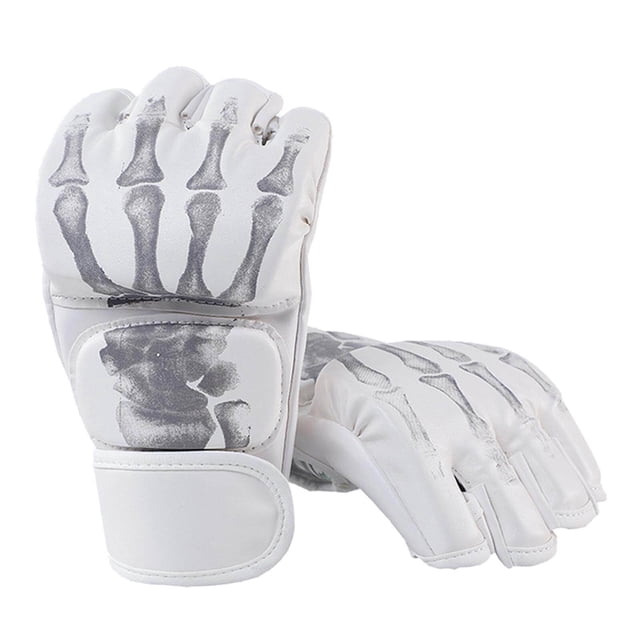 Gants de Boxe Respirants Équipement de Protection Gants Équipement de Protection pour Hommes Femmes Sac de Frappe Sparring Main Démon Blanc