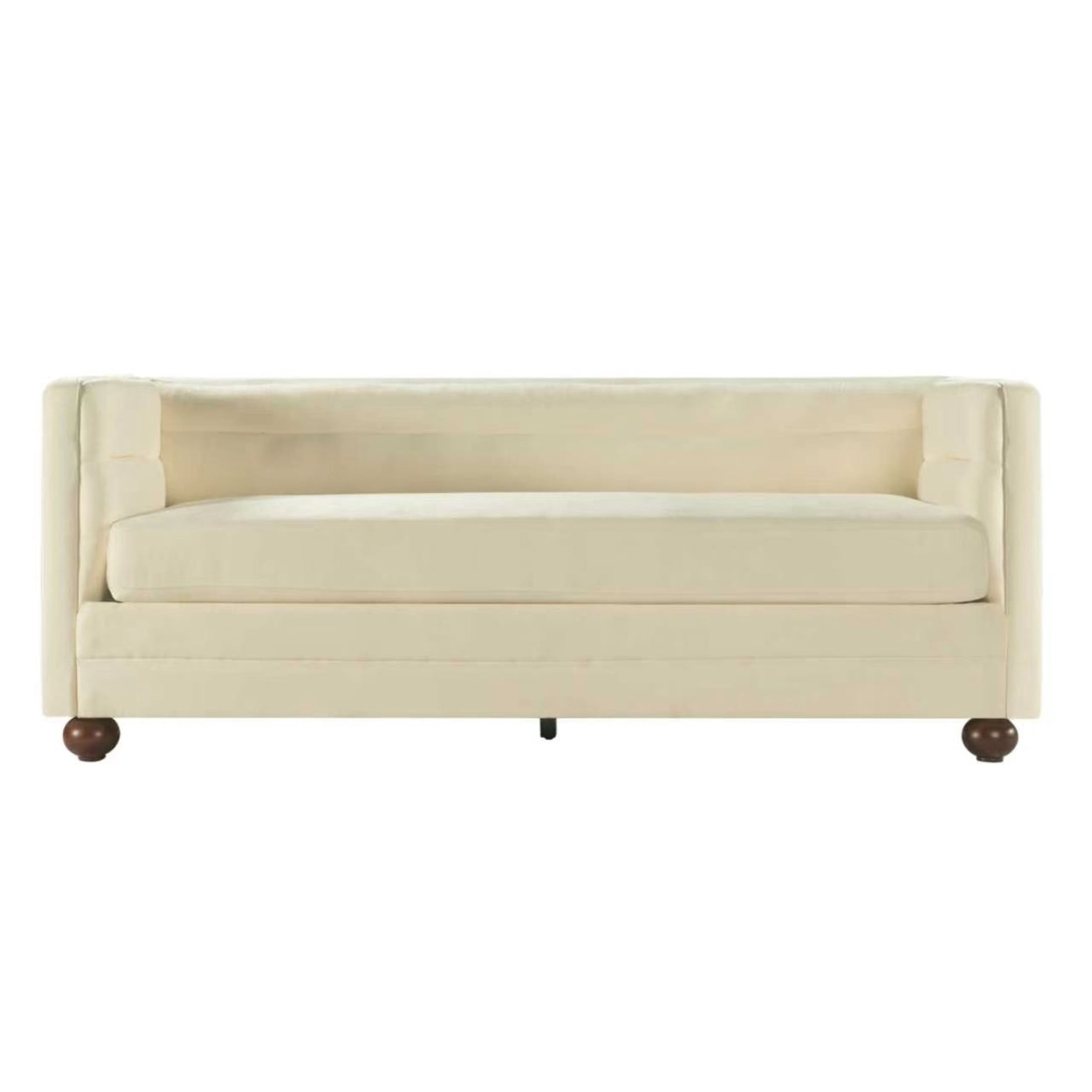 Christopher Knight Home 77.2" Modern Chenille Sofa Couch with Square Arms, 3 Seats, Wood Legs, Beige
