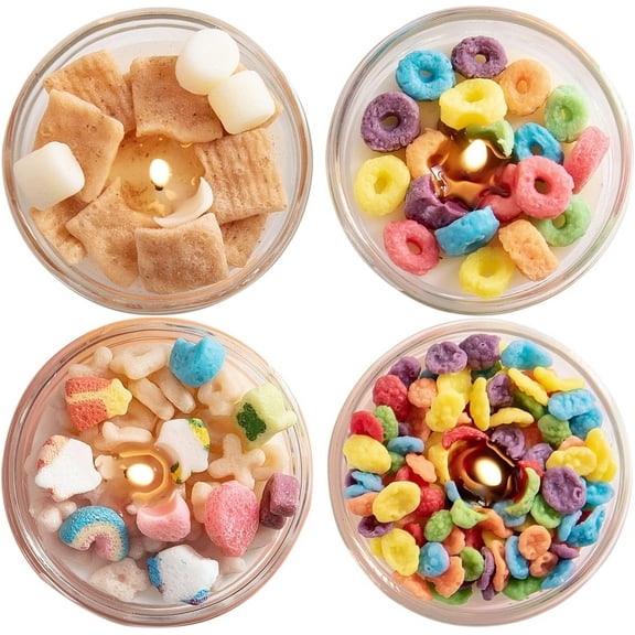 Mini Mix Funny Cereal Bowl Scented Soy Aromatherapy Candles for Birthday Party Wedding Favor (4pcs/Pack)
