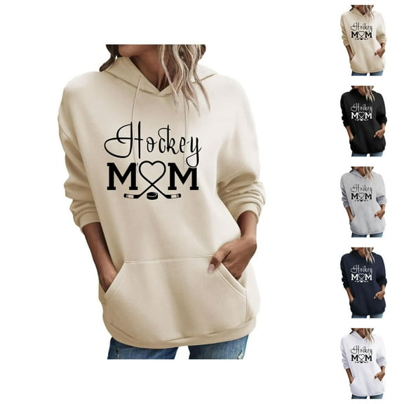 Womens Hoodie 2025 Hockey Mom Hoodies Casual Graphic Hoodies with Pockets Hooded Sweatshirt Hoodie Women Pullover
