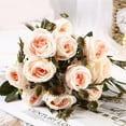 thumbnail image 2 of Artificial Rose 6pcs Open Flower Realistic Blossom Roses Bouquets for DIY Fall Wedding Centerpieces - Orange, 2 of 2
