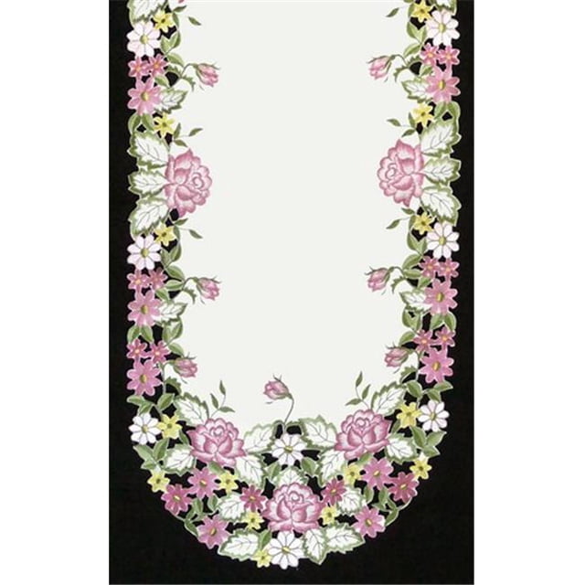 H0893 Pink Rose & Yellow Daisy Round Doily, 12 in.