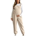 thumbnail image 2 of Women's Maternity Corduroy Sleeveless Overalls Fall Adjustable Strap Cuffed Ankle Fashion Casual Pregnancy Jumpsuit S-XXL, 2 of 7