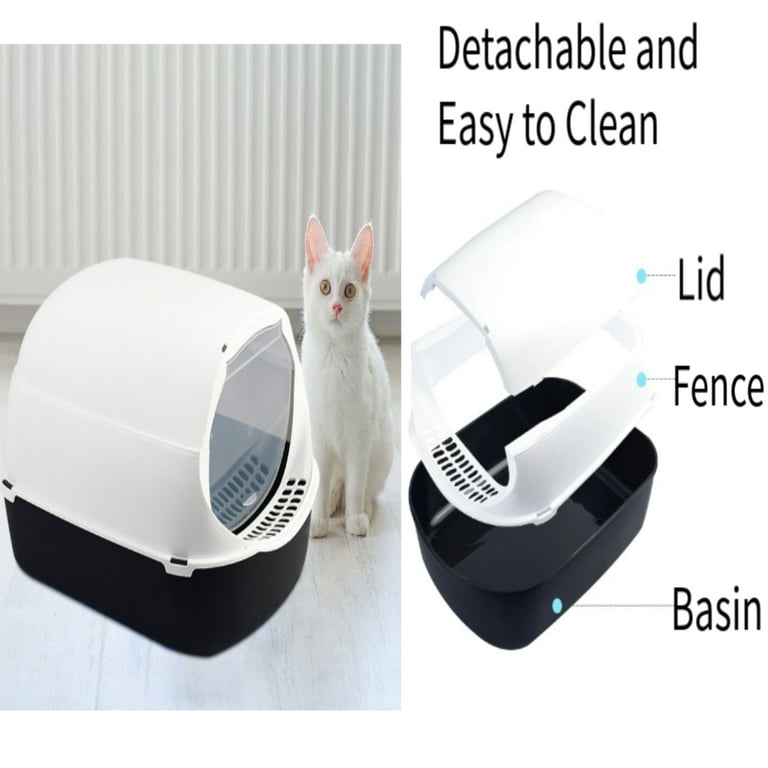 Cat litter basin Fully Enclosed Cat Box Detachable Easy to Clean Practical Pet Accessories for Small Animals Kitten Potty Toilet Kitty Litter Pan Black Walmart