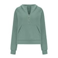 thumbnail image 4 of Lindreshi Womens Fall Fashion Hoodies for Women Women Half Zip Cropped Hoodies Fleece Quarter Zip Up Pullover Sweatshirts Winter Clothes Outfits Sweater Coat, 4 of 6