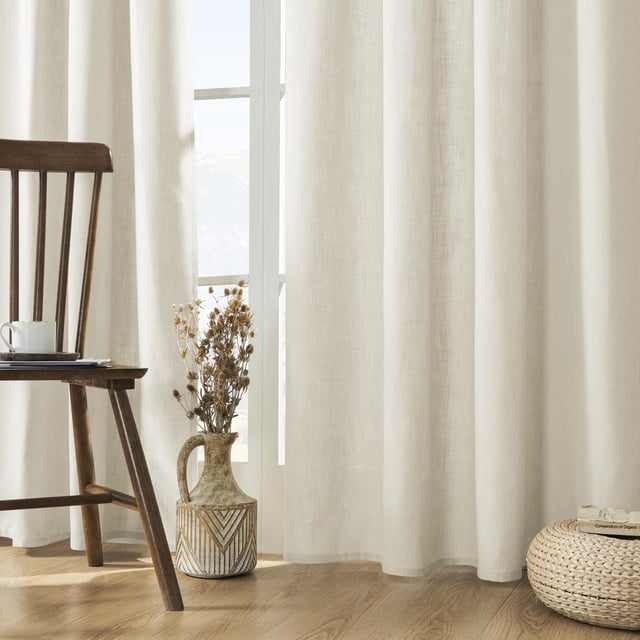 Juego de cortinas Joydeco de lino, 305 cm de longitud, 2 paneles, filtro de luz