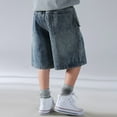 thumbnail image 5 of Boys Denim Shorts Classic Loose Elastic Waist Denim Shorts With Pocket Boys' Fashion Teen 10-11 Years Boys Shorts Cute&nbsp;Boy&nbsp;Clothing, 5 of 6
