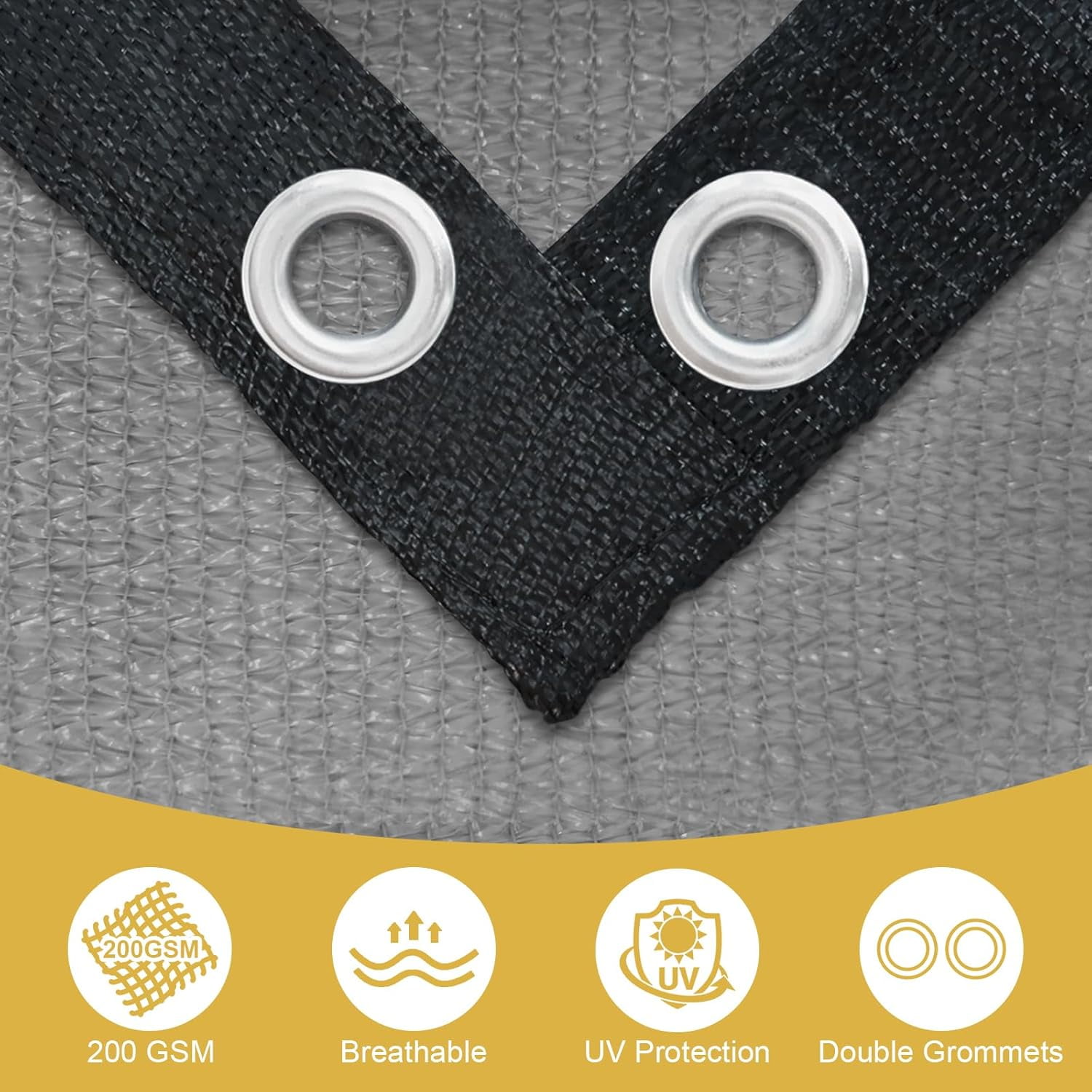 NAWAY 12'X16' Sun Shade Cloth with Grommets,90% UV Protection Mesh Tarp Sun Screens for Patio,Light Gray