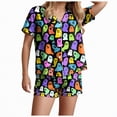 thumbnail image 5 of Towmus Halloween Pajamas for Women Cute 2 Piece Graphic Shorts Set Button Lounge Shirts Sets, 5 of 6