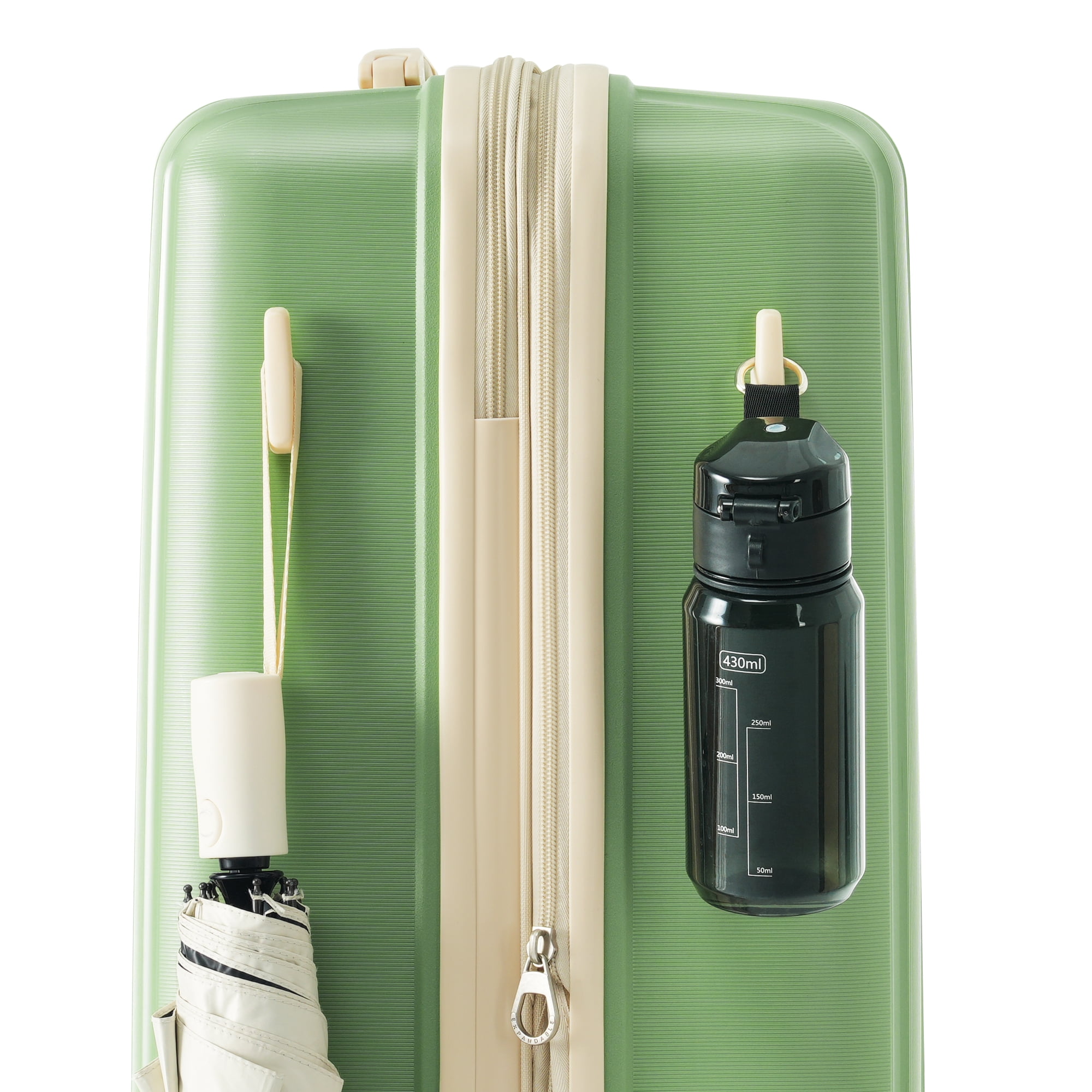 Aukfa 3 Piece Luggage Set Expandable with USB Port, Lightweight Spinner Suitcase, Green