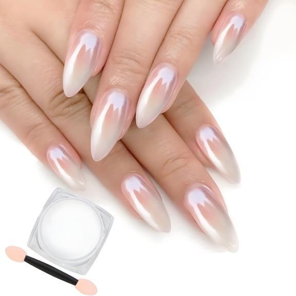 RAGUPEL White Pearl Chrome Nail Powder, Iridescent Aurora Powder Metallic Mirror Effect Pigment Pearlescent Mermaid Pigment Pearl Glitter Dust Kit, Nail Art Decoration, Resin Craft