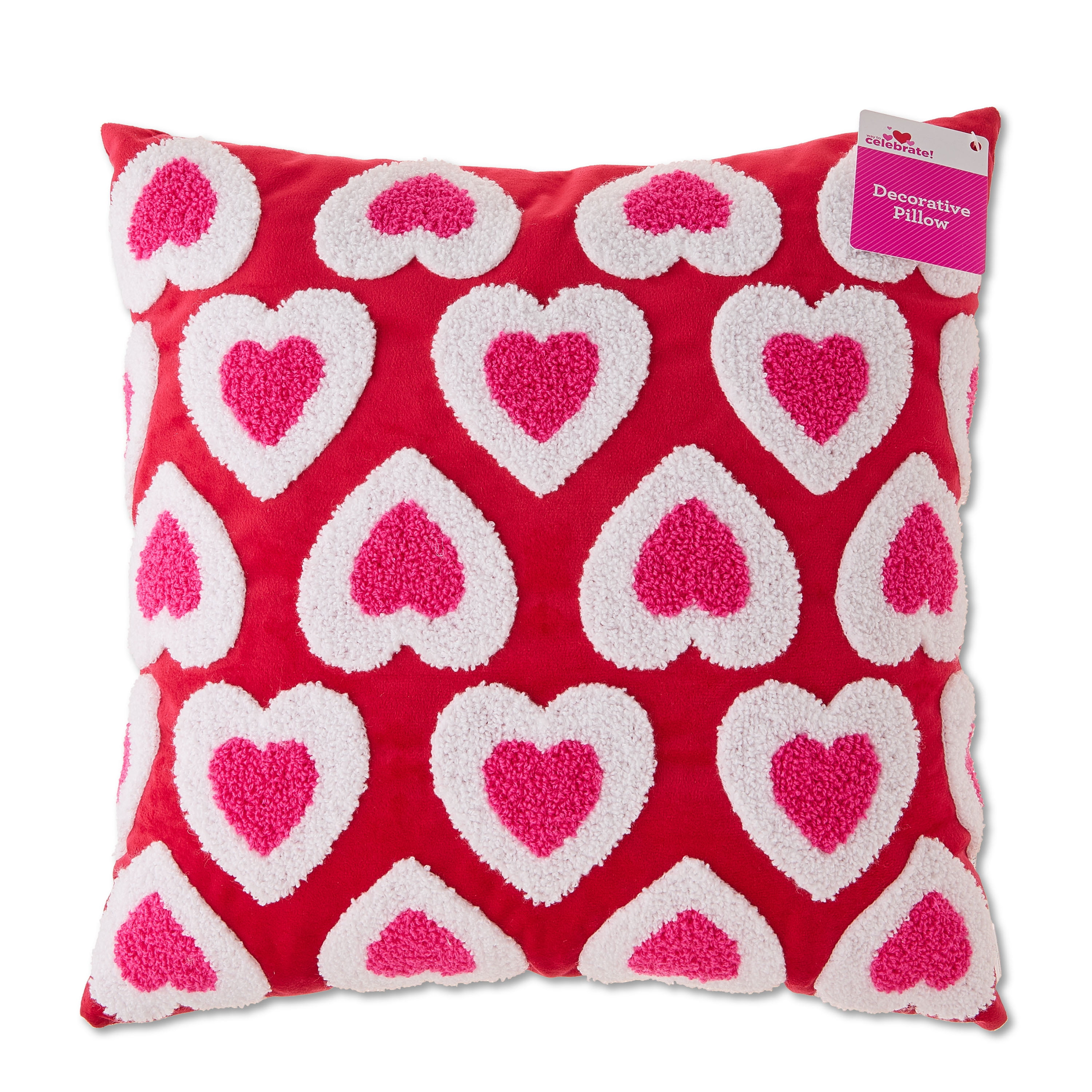 Checkered Heart Decorative Pillow, Multicolor, Valentine's Day by Way To Celebrate