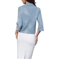 thumbnail image 3 of INSPIRE CHIC Cropped Blazers for Women 3/4 Sleeve Lapel Collar One Button Suit Jacket Blazer Business Casual XS Gray Blue, 3 of 6