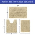 thumbnail image 6 of HAKUNA Striped Beige Bathroom Rug Set 3 Pieces Ultra Soft, Non Slip Chenille Toilet Mat, Absorbent Plush Shaggy Bath Mats for Bathroom, Bedroom, Kitchen, 6 of 7