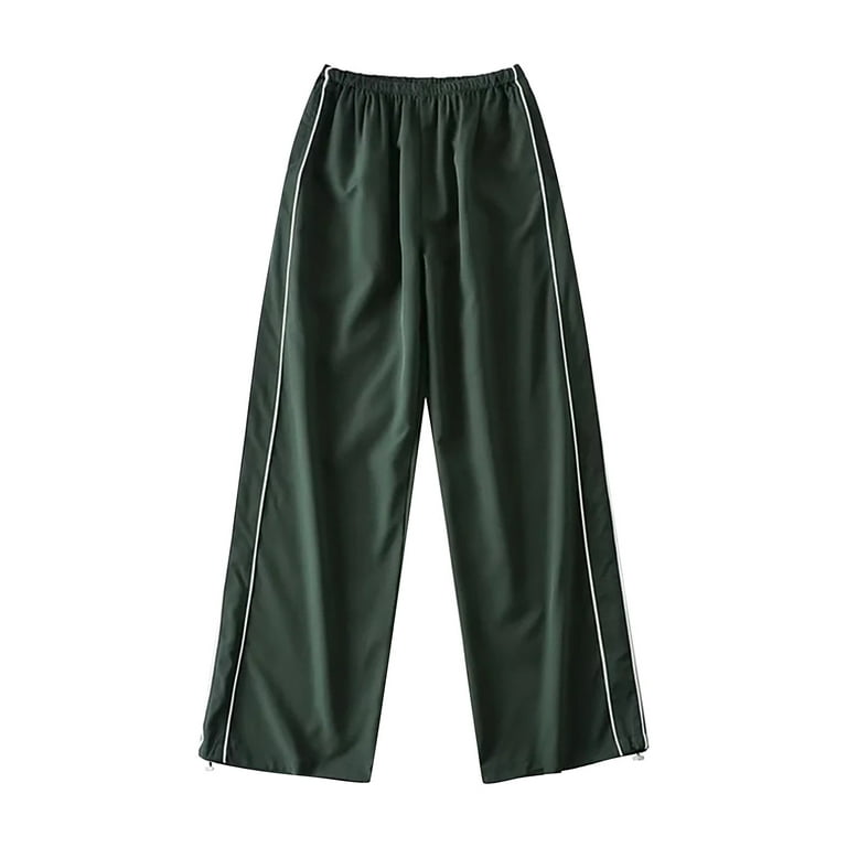 haxmnou women streetwear sweatpants elastic waist loose wide leg joggers  y2k stripe print baggy cargo pants punk harajuku green s 