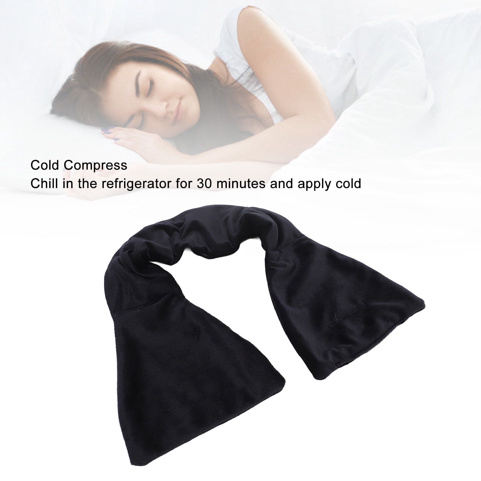 BIMZUC Weighted Eye Cover for Sleeping Light Blocking Soft Cold Compress Sleep Mask Deep Rest Black Ideal for Travel Meditation and Naps (30.3 inches / 77 cm)