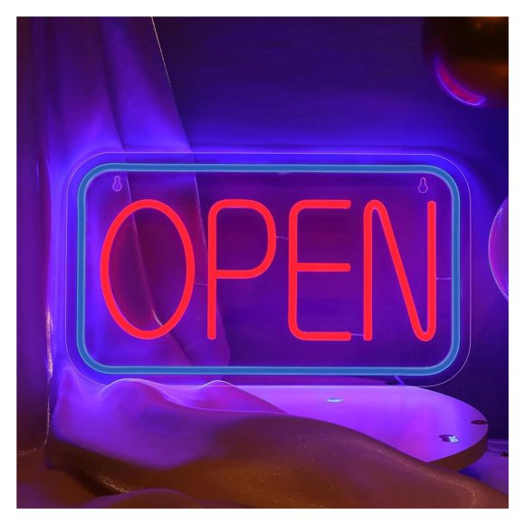 Letrero De Neón Open Con Luz LED Regulable USB Para Escaparate, Puerta De Cristal, Tienda, Floristería, Salón De Belleza, Cafetería O Bar 40cmx23cm