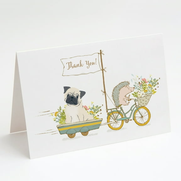 Pug Fawn Greeting Cards and Envelopes Pack of 8