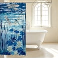 thumbnail image 3 of Erosebridal Retro Dragonfly Shower Curtain 72Wx72L,Cartoon Flower Bathroom Curtain,Blue White, 3 of 5