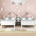 thumbnail image 2 of Euroco Twin Size Wood House Platform Bed, Two Beds in One with Desk and Shelf, 2 Platform Beds for More Kids, White, 2 of 13