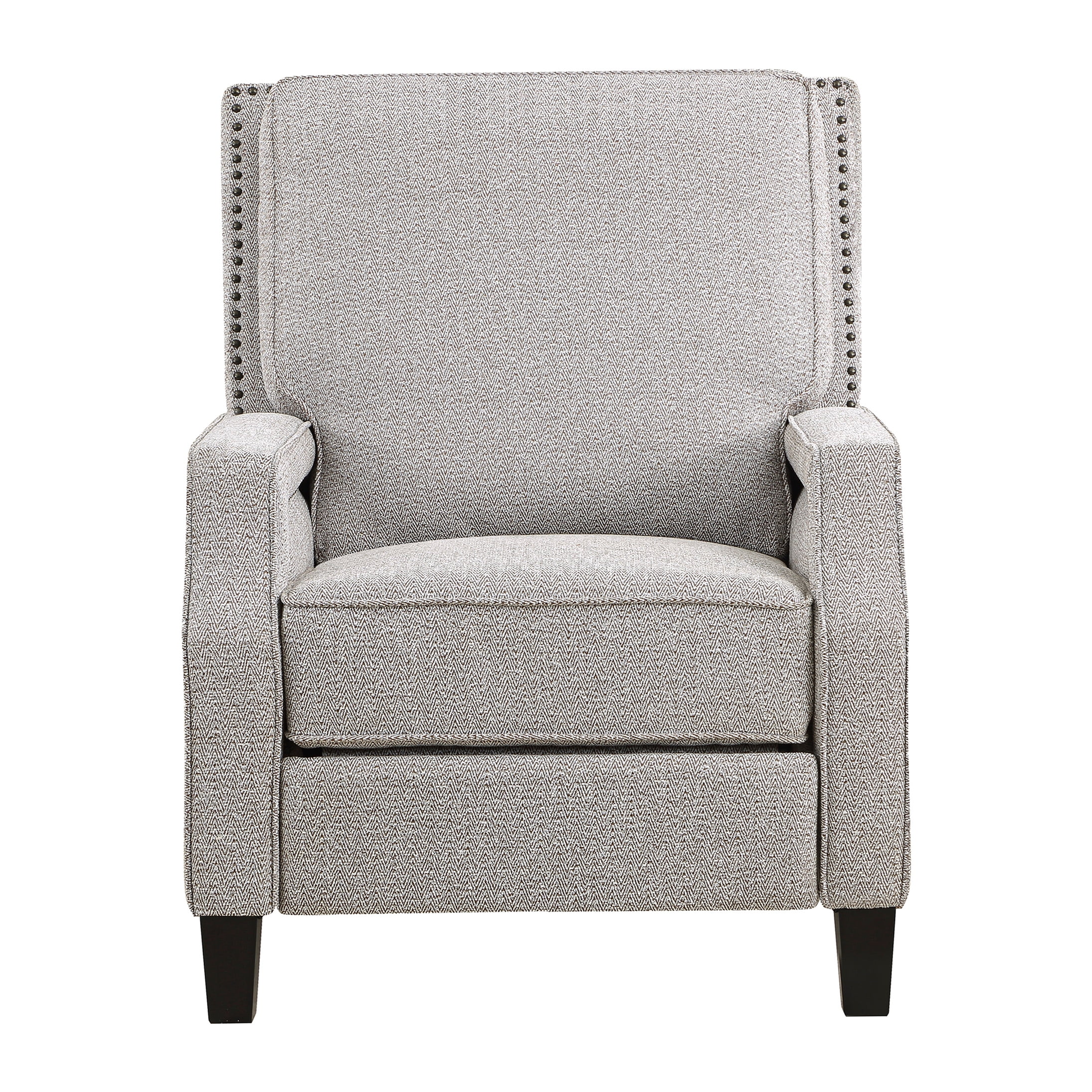Modern Chenille Push-Back Recliner Chair - Beige Brown Transitional Self-Reclining Motion Seat for Living Room