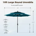 thumbnail image 6 of Alpha Joy 10ft 3 Tier Auto-Tilt Outdoor Patio Umbrella Beach Garden Double Vented Table Umbrella with Push Button and Crank, Cerulean, 6 of 6