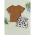 thumbnail image 4 of Bagilaanoe 2pcs Toddler Baby Boy Short Pants Set Short Sleeve Letter Print T Shirt Tops + Shorts 6M 12M 18M 24M 3T Kids Casual Summer Outfits, 4 of 8