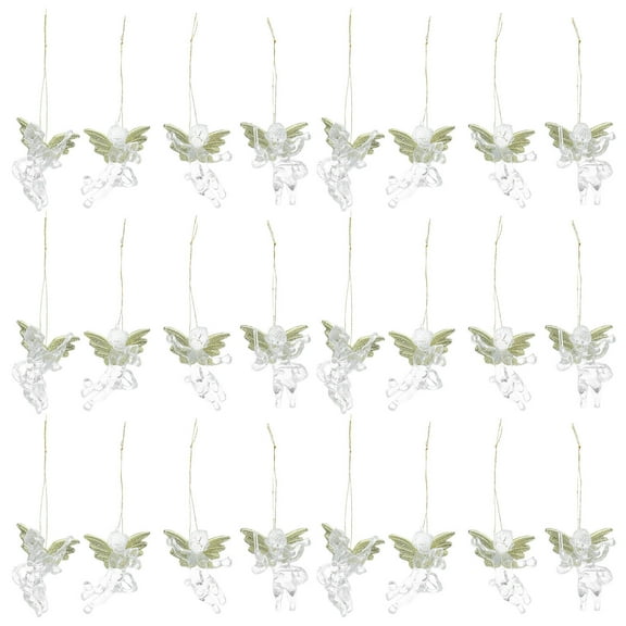 CRILSTYLEO 24Pcs Hanging Ornament Angel Wing Ornament Plastic Decorations For Christmas Tree Families