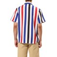thumbnail image 3 of MODA NOVA Big & Tall Men's Summer Vertical Stripe Print Button Down Shirt White Blue Black LT, 3 of 6