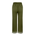 thumbnail image 5 of Miluxas Women's Casual Ankle Cuffed Striped Hem Pants Loose Fit Drawstring Elastic Waist Wide Leg Trousers with Pockets for Summer Beach Vacation Army Green, 5 of 7