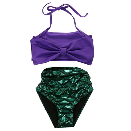 

luethbiezx Hot kid Girls Little Mermaid Tail Swimmable Swimming Costume Swimsuit Bikini Set