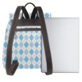 thumbnail image 3 of Disketp Blue and White Squares Mochila de Cuero para Mujer, Bolso de Espalda Antirrobo con Estilo para Viaje, Trabajo y Uso Diario, 3 of 4