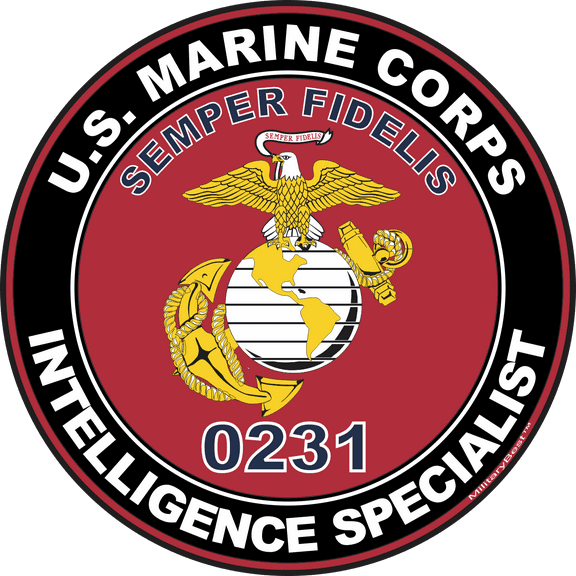 U.S.M.C. MOS 0231 Intelligence Specialist Decal 3.8" - Red